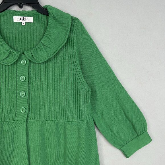 Tibi Sweater Womens Medium Kelly Green Merino Wool Cardigan Peter Pan Luxury - Picture 4 of 14